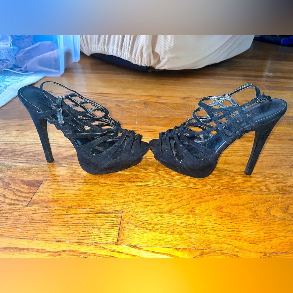 Size 8 womens strappy black heels from Charlotte Russe